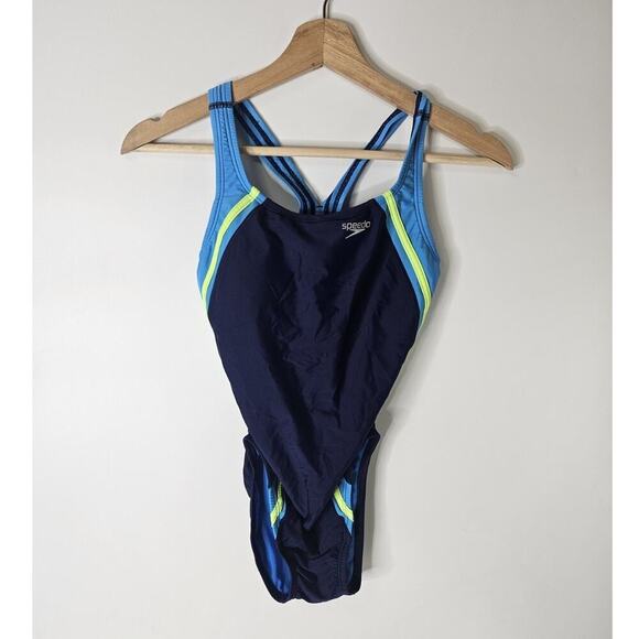 Speedo Swimsuit Powerflex Eco Quantum Splice One Piece Size 6 - Picture 1 of 4